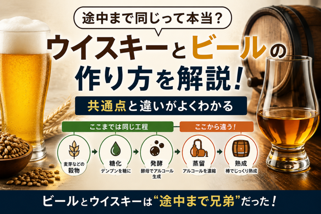 ウイスキーとビールの作り方は途中まで同じ？実は「兄弟」のような関係だった！