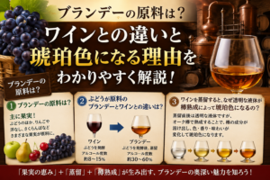 ブランデーの原料は？ワインとの違いと、透明なブランデーが琥珀色になる理由を徹底解説